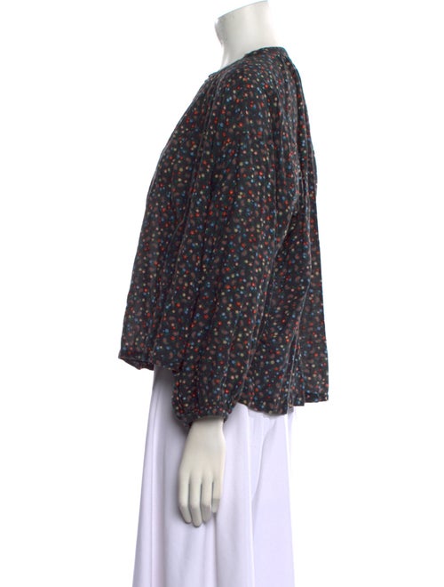 DÔEN Floral Print Mock Neck Blouse