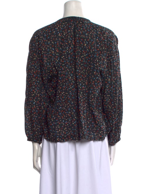 DÔEN Floral Print Mock Neck Blouse