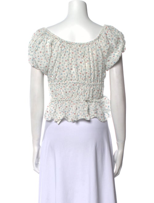 DÔEN Floral Print Scoop Neck Crop Top