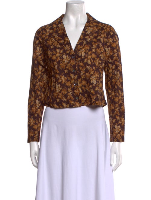 DÔEN Floral Print V-Neck Crop Top