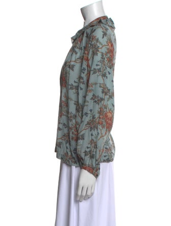 DÔEN Floral Print Mock Neck Blouse