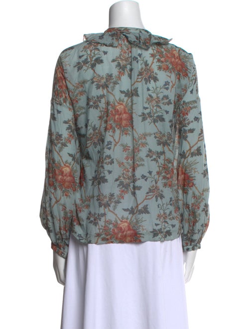 DÔEN Floral Print Mock Neck Blouse