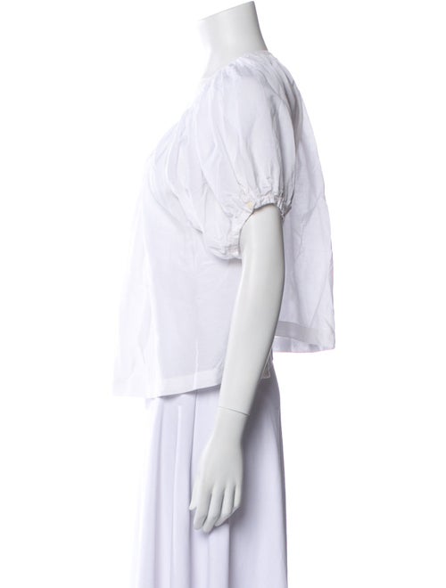 DÔEN Scoop Neck Short Sleeve Button-Up Top