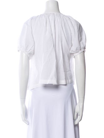 DÔEN Scoop Neck Short Sleeve Button-Up Top