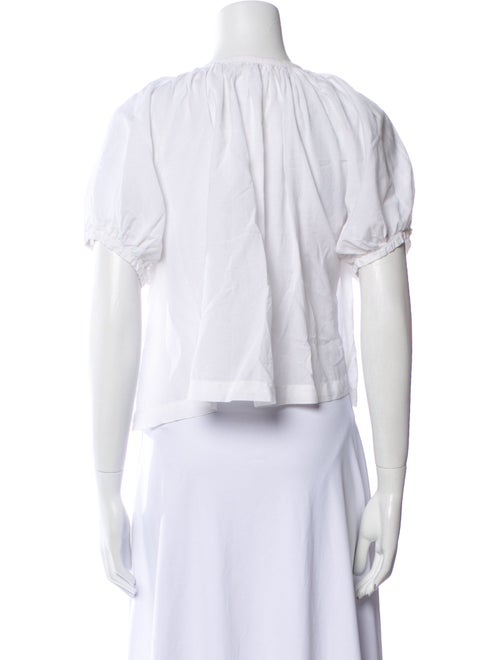 DÔEN Scoop Neck Short Sleeve Button-Up Top