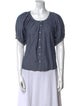 DÔEN Scoop Neck Short Sleeve Button-Up Top