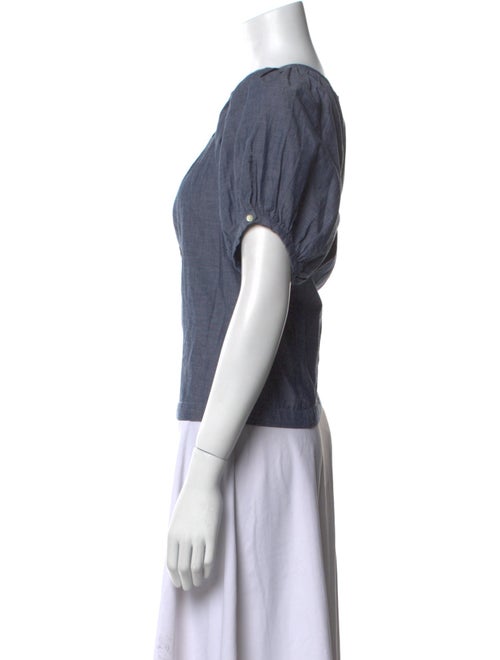 DÔEN Scoop Neck Short Sleeve Button-Up Top