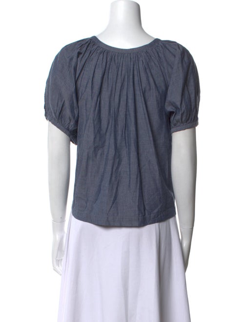 DÔEN Scoop Neck Short Sleeve Button-Up Top