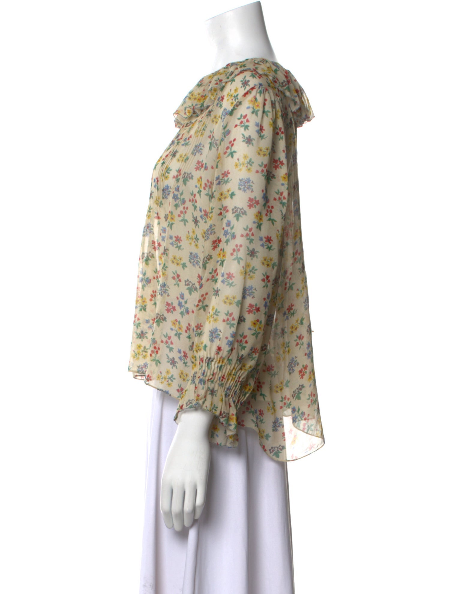 DÔEN Silk Floral Print Blouse