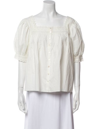 DÔEN Square Neckline Three-Quarter Sleeve Blouse
