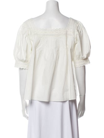 DÔEN Square Neckline Three-Quarter Sleeve Blouse