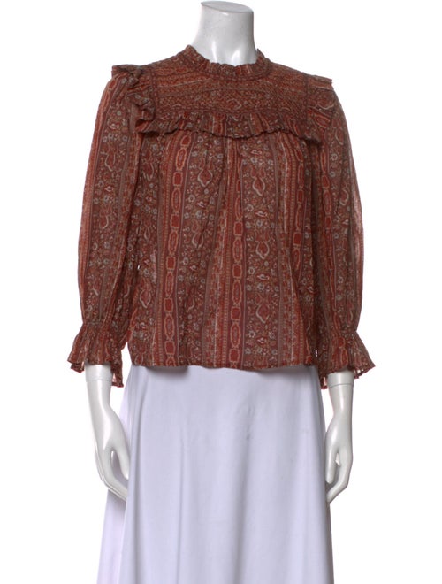 DÔEN Paisley Print Mock Neck Blouse