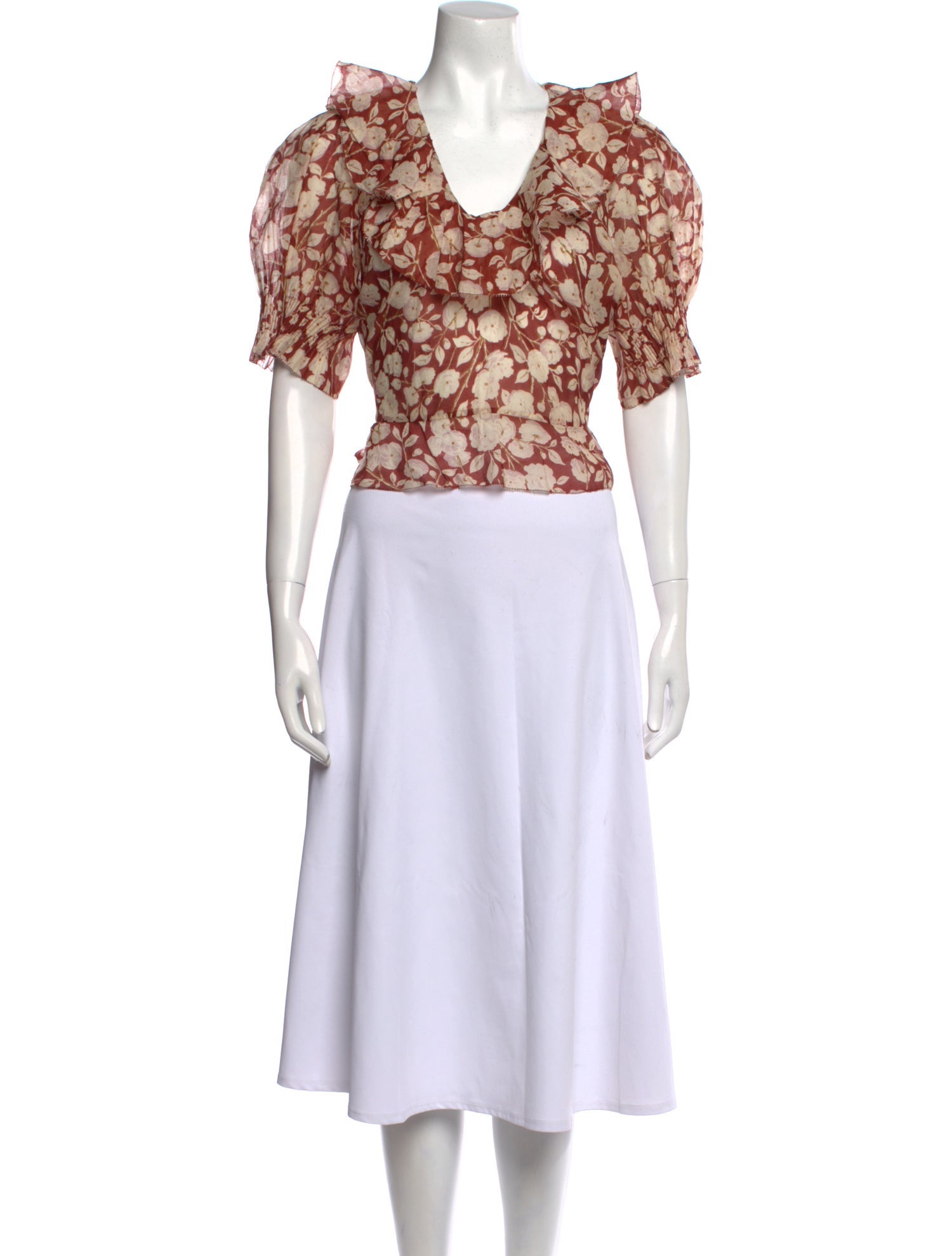 DÔEN Floral Print Cowl Neck Crop Top