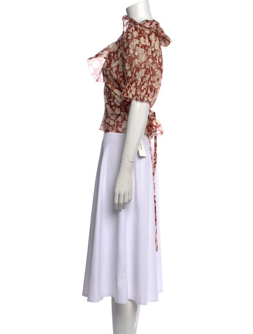 DÔEN Floral Print Cowl Neck Crop Top