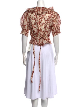 DÔEN Floral Print Cowl Neck Crop Top