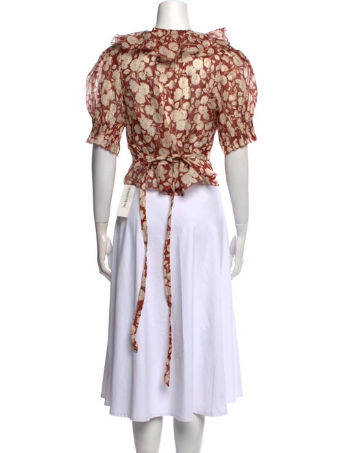 DÔEN Floral Print Cowl Neck Crop Top