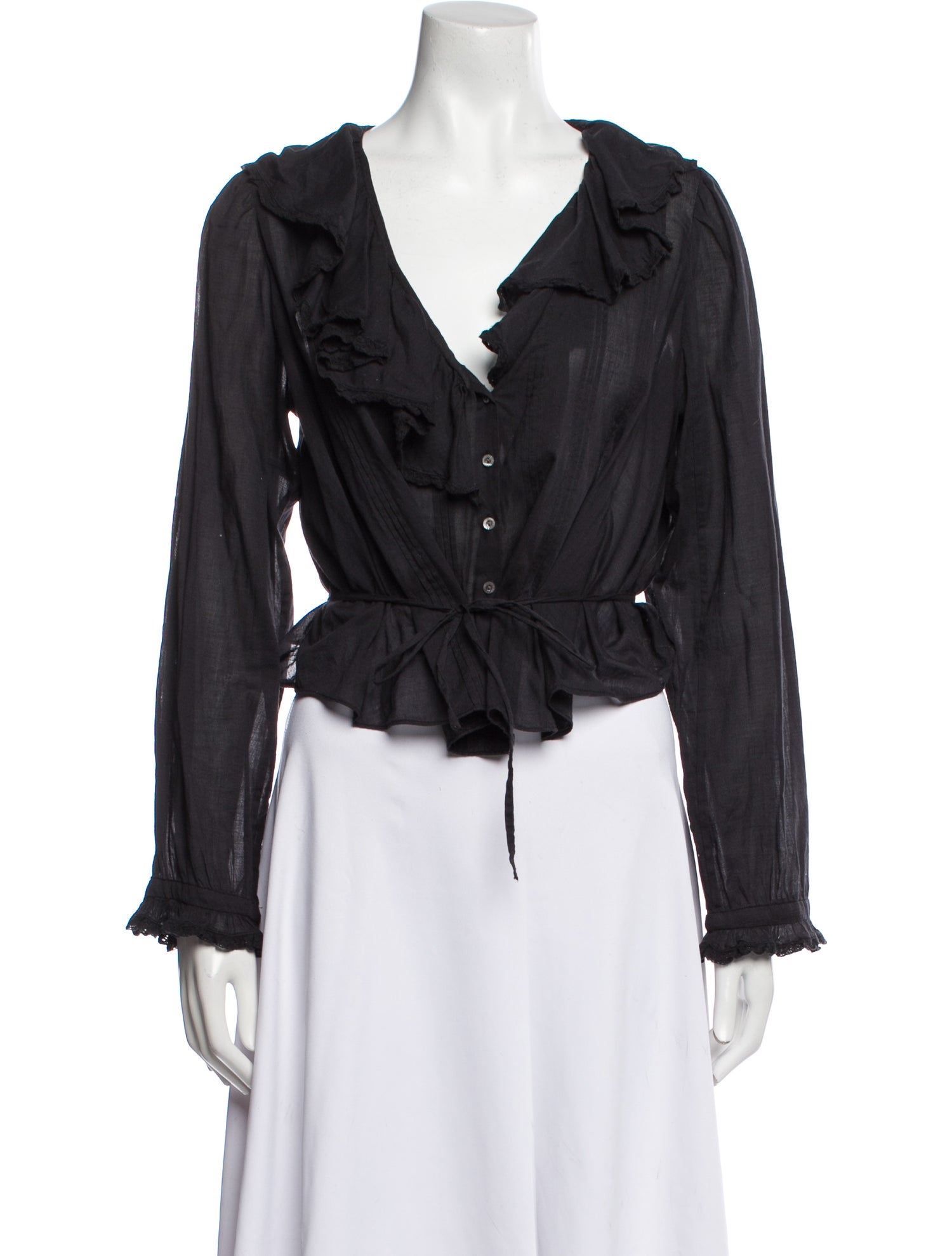 DÔEN V-Neck Long Sleeve Crop Top