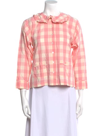 DÔEN Plaid Print Mock Neck Crop Top