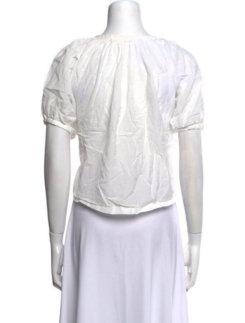 DÔEN Crew Neck Short Sleeve Button-Up Top