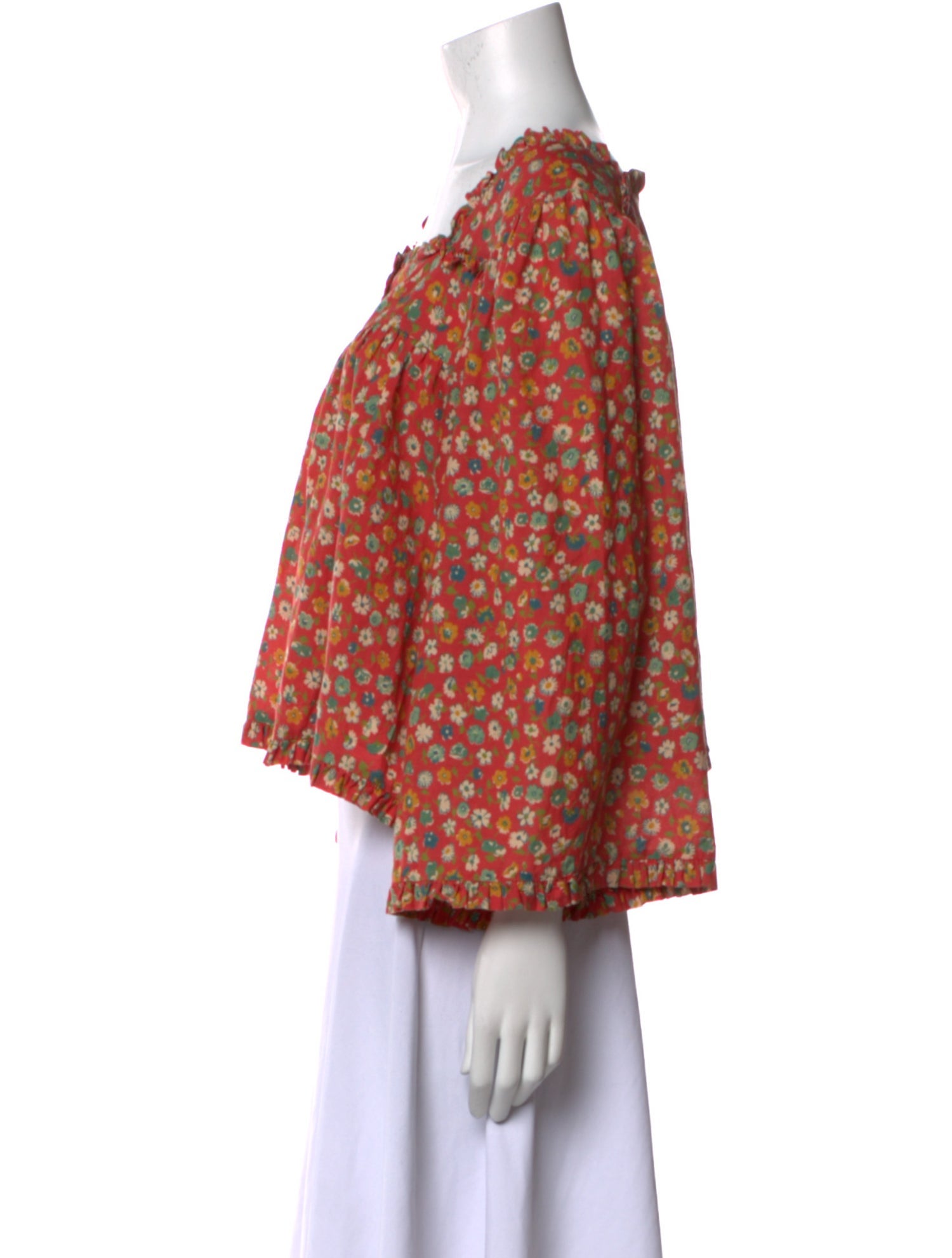 DÔEN Floral Print Square Neckline Crop Top