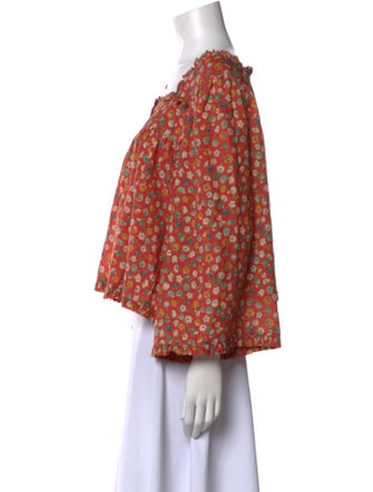 DÔEN Floral Print Square Neckline Crop Top