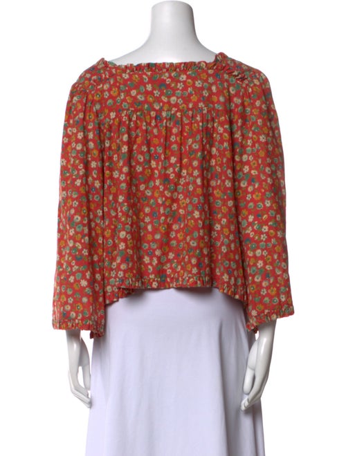 DÔEN Floral Print Square Neckline Crop Top