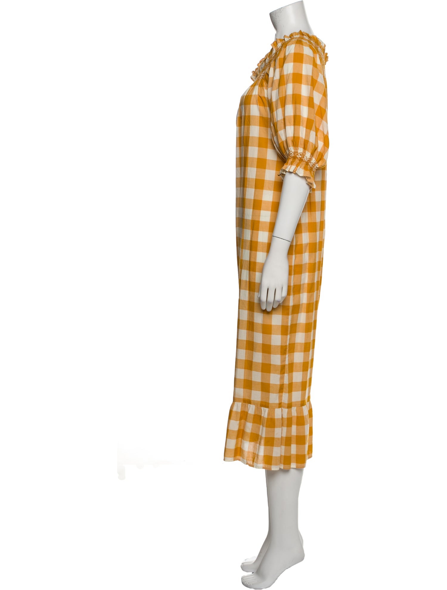 DÔEN Plaid Print Midi Length Dress