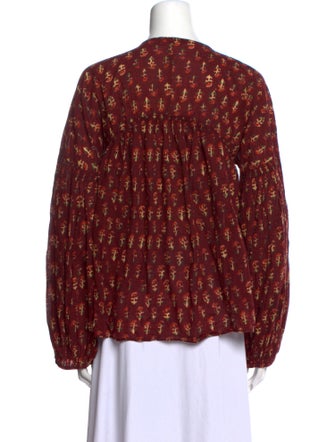 DÔEN Floral Print V-Neck Blouse