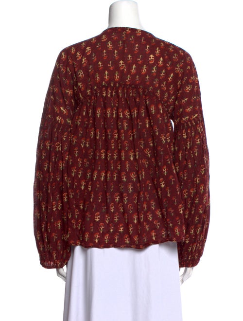 DÔEN Floral Print V-Neck Blouse