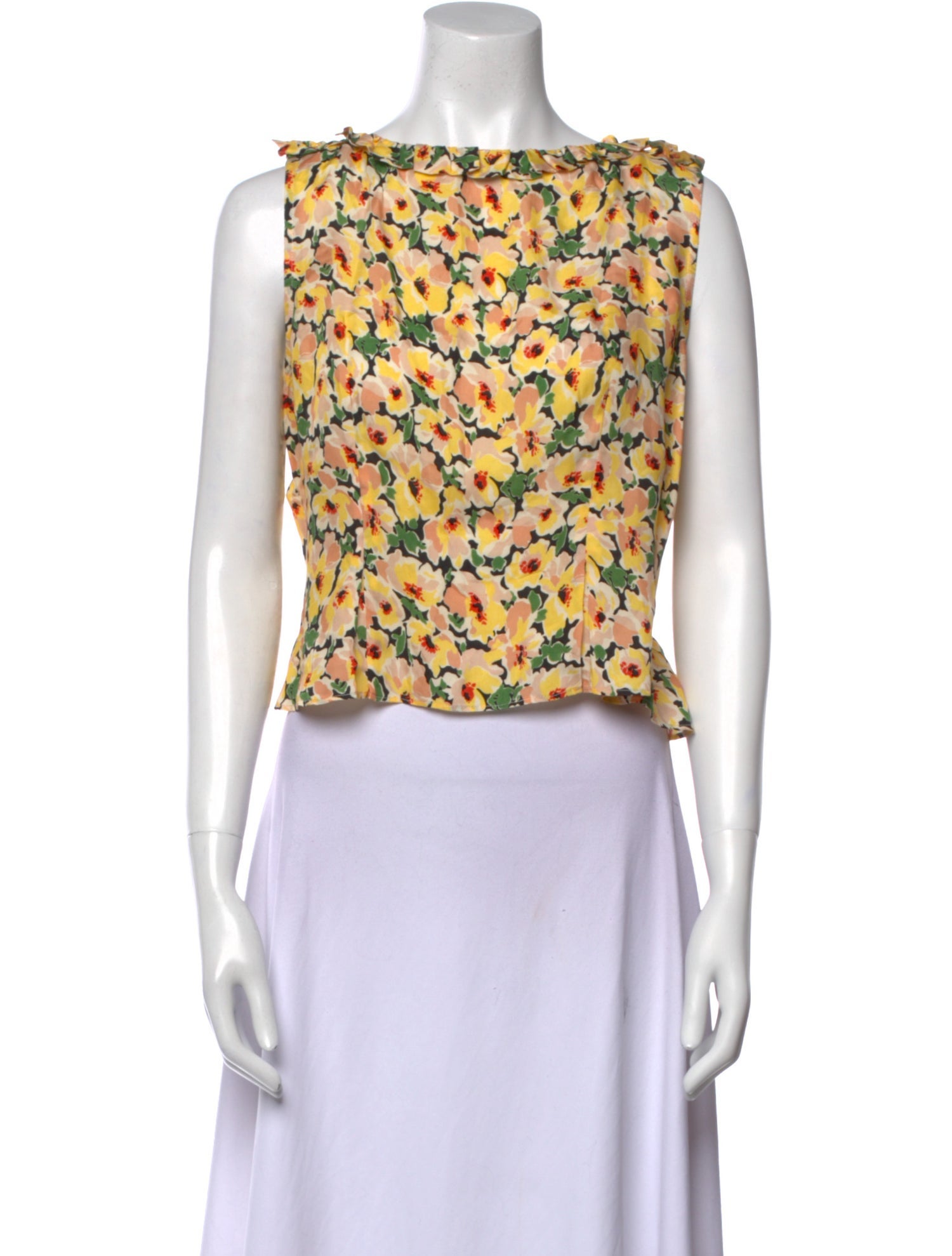 DÔEN Floral Print Bateau Neckline Crop Top w/ Tags
