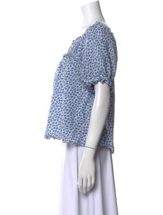 DÔEN Floral Print Scoop Neck Blouse