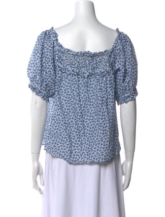 DÔEN Floral Print Scoop Neck Blouse