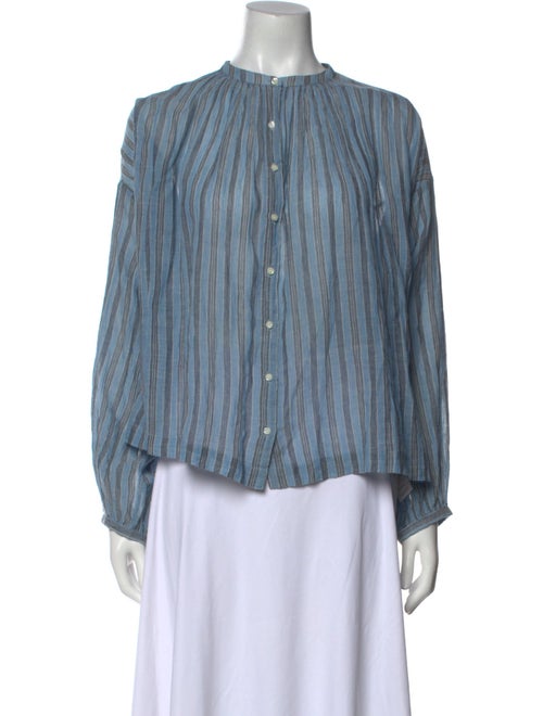 DÔEN Striped Mock Neck Blouse
