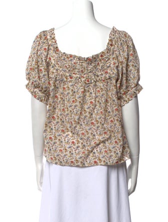 DÔEN Floral Print Square Neckline Crop Top
