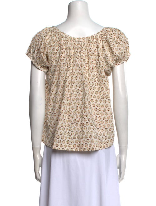 DÔEN Floral Print Scoop Neck Crop Top