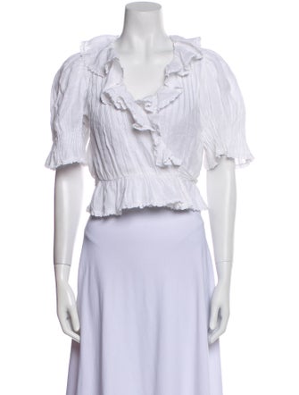 DÔEN V-Neck Short Sleeve Crop Top