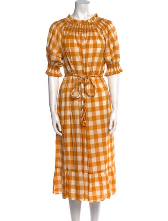 DÔEN Plaid Print Midi Length Dress