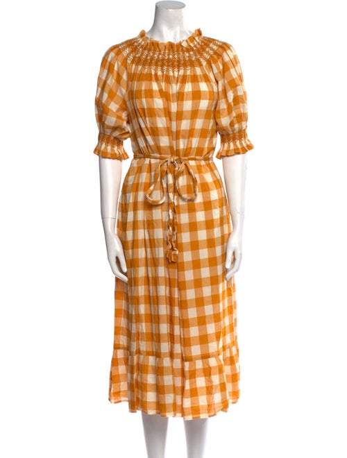 DÔEN Plaid Print Midi Length Dress