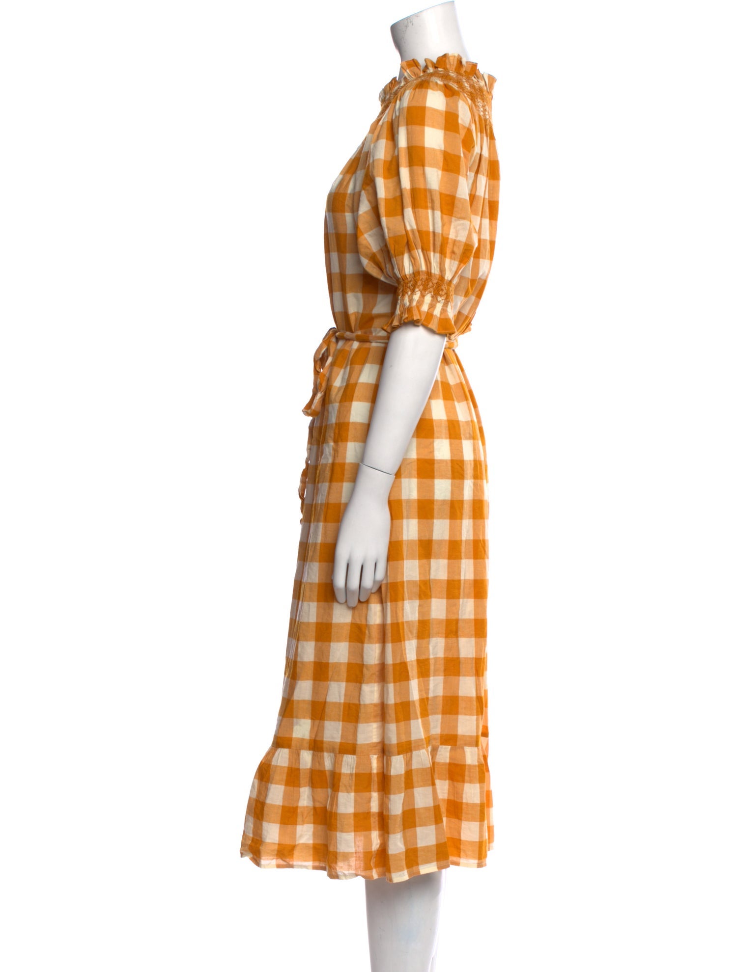 DÔEN Plaid Print Midi Length Dress
