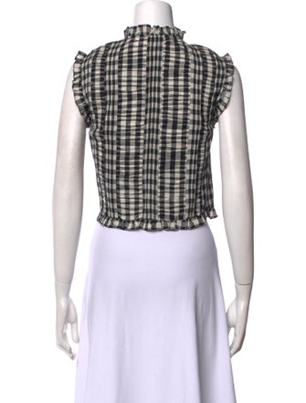 DÔEN Plaid Print Crew Neck Crop Top