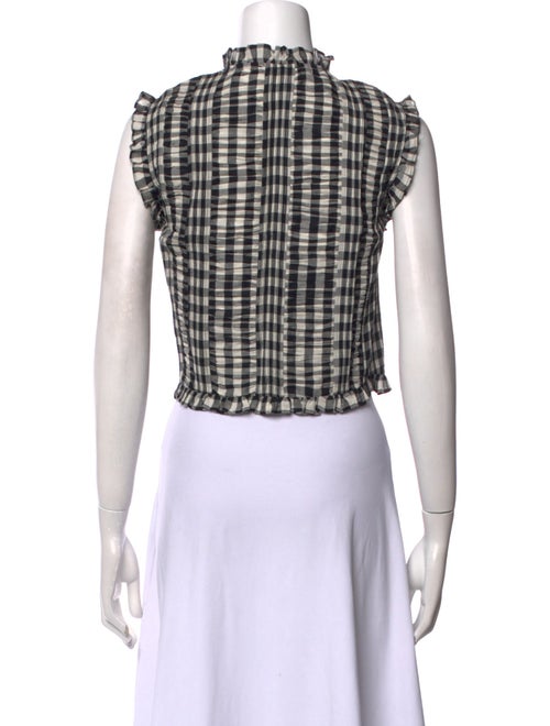 DÔEN Plaid Print Crew Neck Crop Top