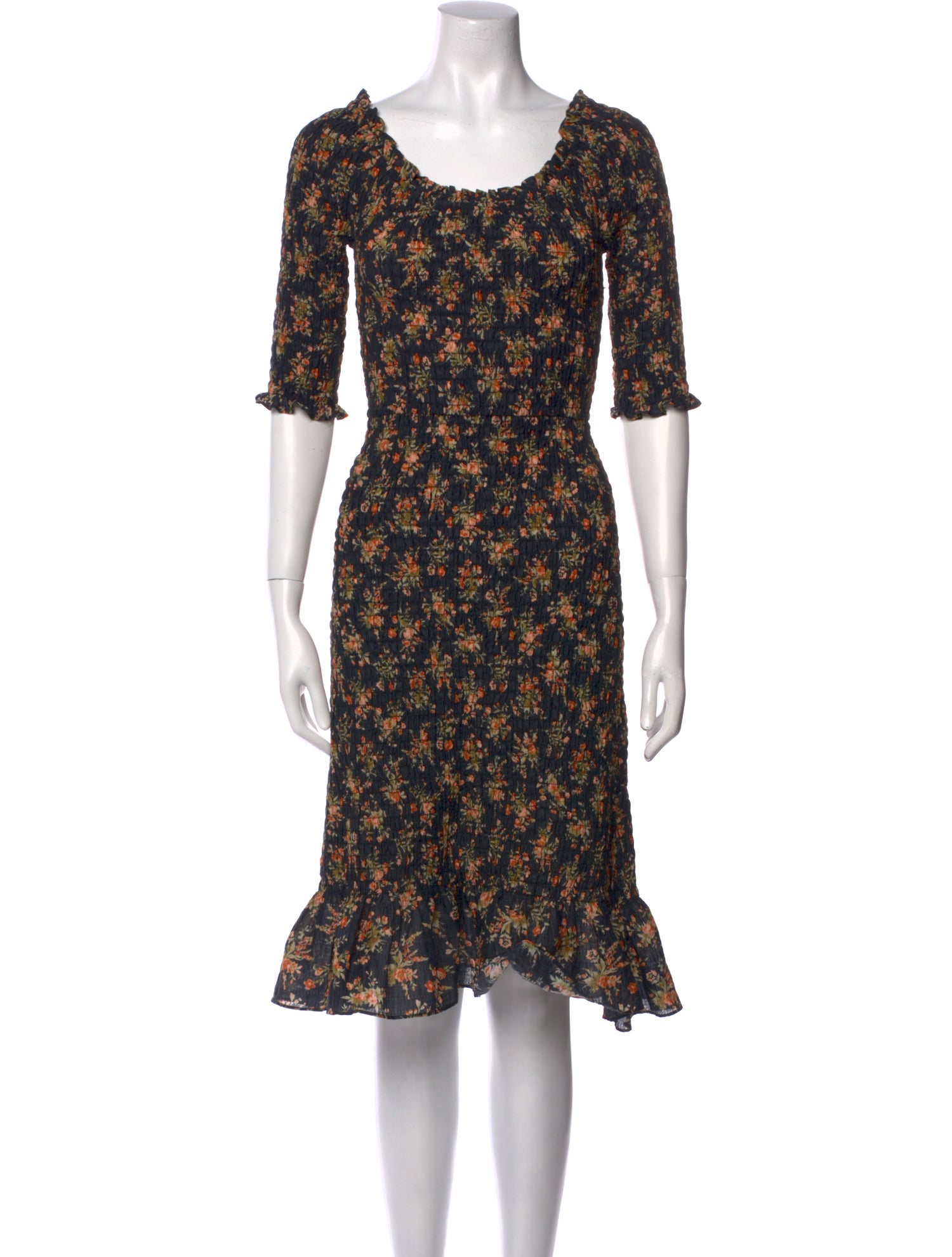 DÔEN Floral Print Midi Length Dress