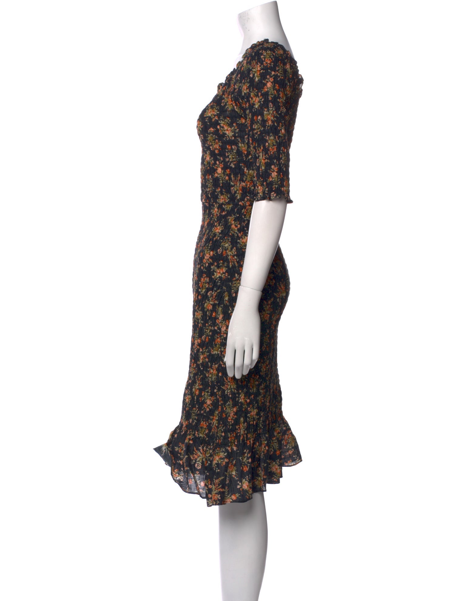 DÔEN Floral Print Midi Length Dress