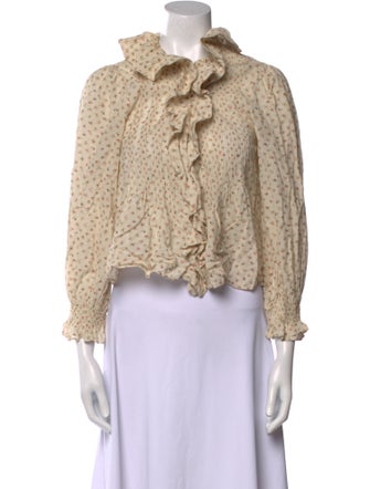 DÔEN Printed Mock Neck Crop Top