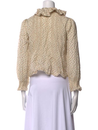 DÔEN Printed Mock Neck Crop Top