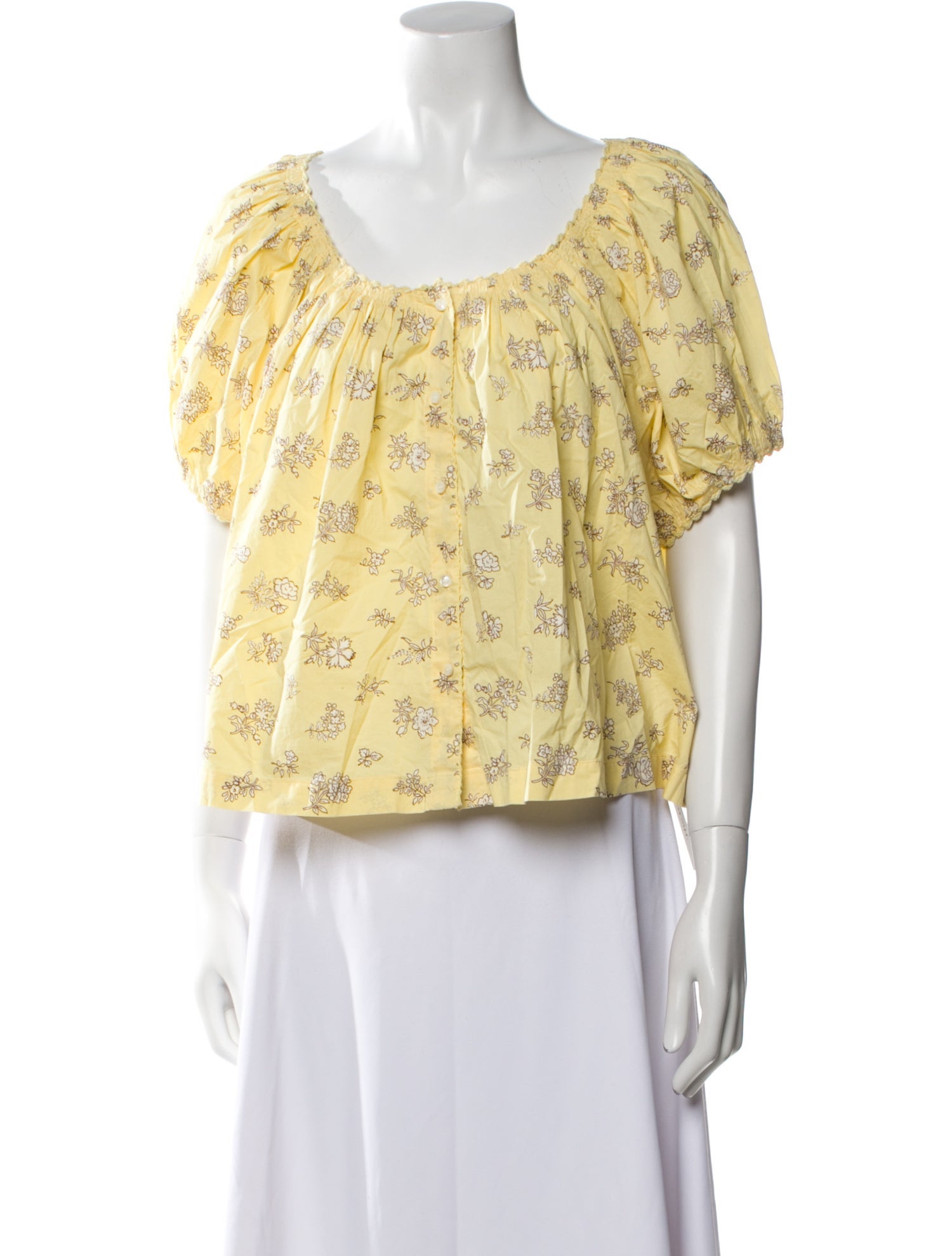 DÔEN Printed Scoop Neck Crop Top w/ Tags