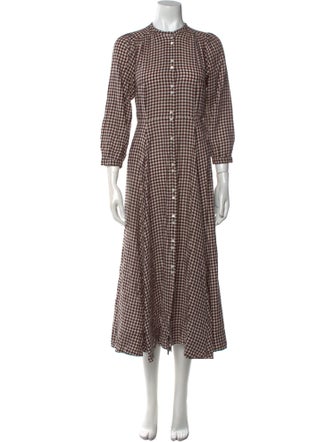 DÔEN Plaid Print Midi Length Dress