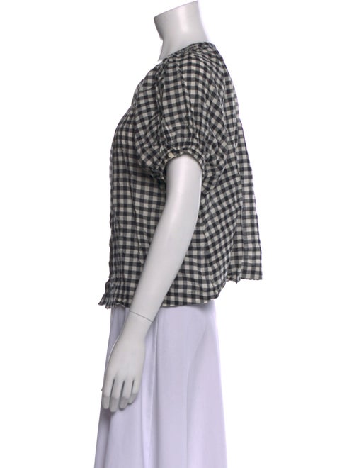 DÔEN Plaid Print Scoop Neck Top