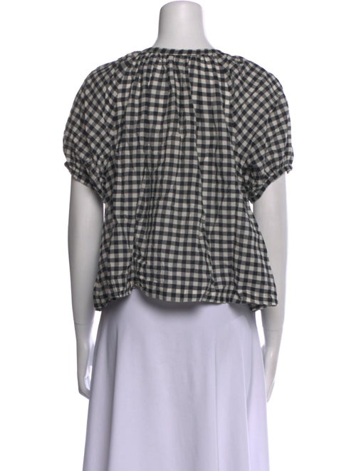 DÔEN Plaid Print Scoop Neck Top