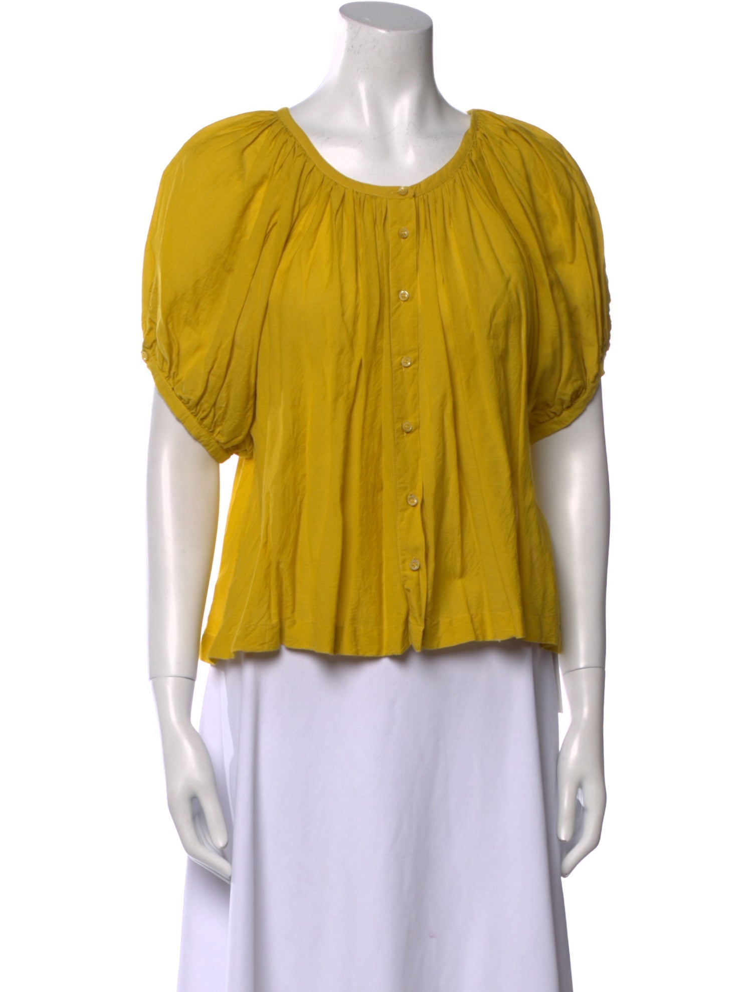 DÔEN Scoop Neck Short Sleeve Blouse